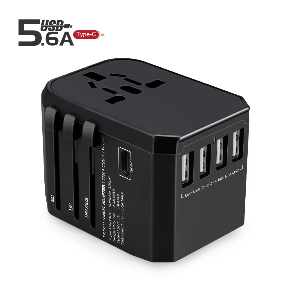 JY-305A ( Black ) 5.6A 28W Plug Adapter