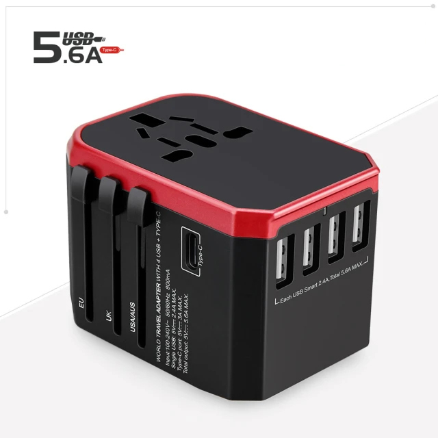 JY-305A ( Red ) 5.6A 28W Plug Adapter